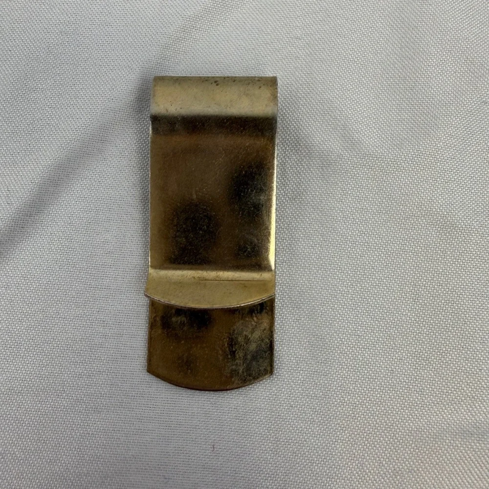 Vintage Gold Tone Dollar Sign Money Clip Ribbed Textured Men's Accessory
